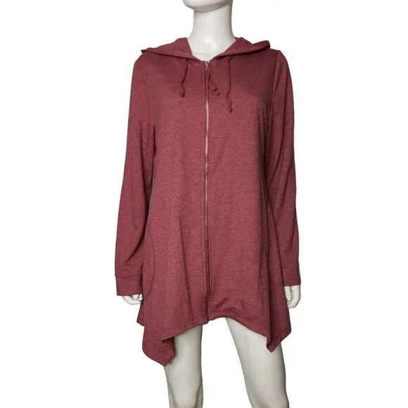 LOGO LORI GOLDSTEIN Maroon Tunic Length Sweatshirt Size Large - Picture 3 of 7
